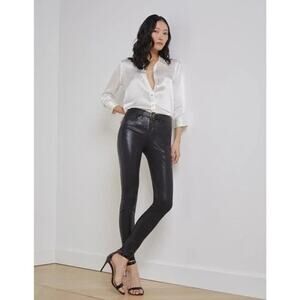 L'AGENCE Marguerite High Rise Skinny Jeans Black Coated 2352MCTC Size 28 NEW